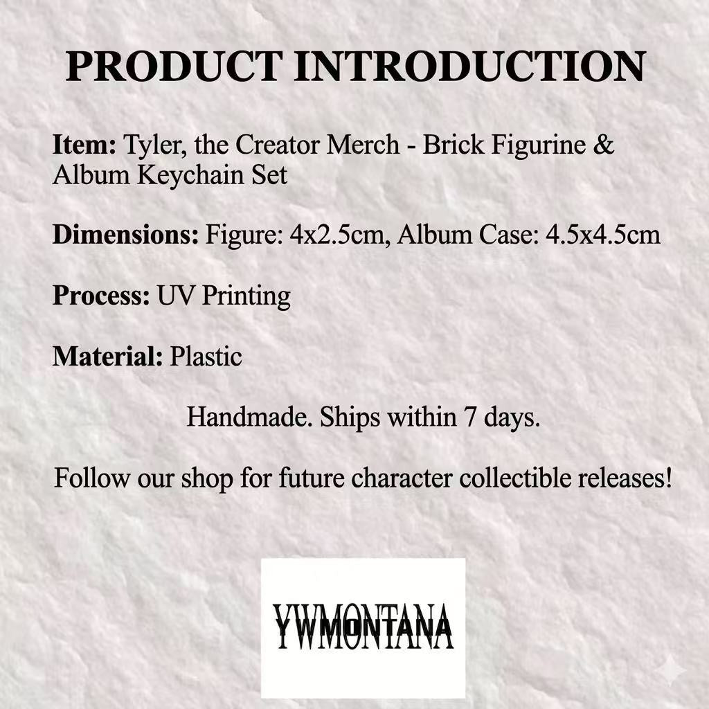 "Tyler The Creator IGOR custom minifigure, blonde hair, split suit, UV-printed, compatible with major brands."